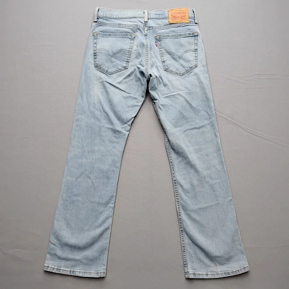 Levis 527 Slim Bootcut Jeans Mens 33x30 Light Wash Denim Blue